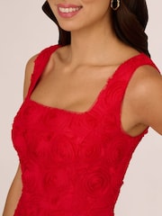 Adrianna Papell Red Soutache Rosette Midi Dress - Image 4 of 7
