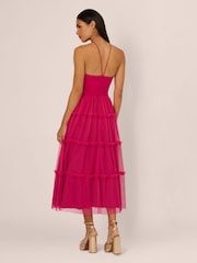 Adrianna by Adrianna Papell Pink Knit And Mesh Halter Dress - Image 5 of 7