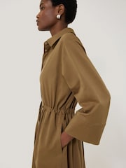 Jigsaw Green Cotton Tie Waist Shirt Dress - Image 2 of 7
