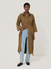 Jigsaw Green Cotton Tie Waist Shirt Dress - Image 6 of 7