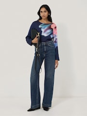 Jigsaw Blue Dreamy Floral Print Boat Neck Top - Image 3 of 6
