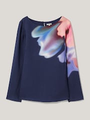 Jigsaw Blue Dreamy Floral Print Boat Neck Top - Image 6 of 6