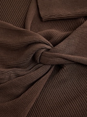 Chocolate Brown Maternity Twist Front Knit Dress - Image 8 of 9