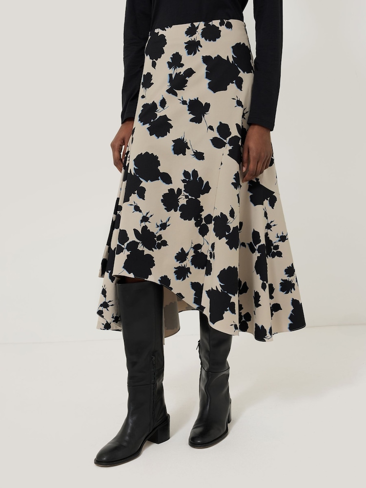 Jigsaw Natural Outline Rose Cotton Skirt - Image 1 of 7 Jigsaw Natural Outline Rose Cotton Skirt - Image 1 of 7