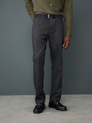 Black Straight Fit Smart Brushed Cotton TENCEL™ Lyocell Blend Chinos With Belt - Image 1 of 5