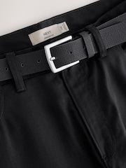 Black Straight Fit Smart Brushed Cotton TENCEL™ Lyocell Blend Chinos With Belt - Image 10 of 10