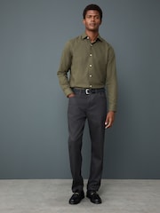 Black Straight Fit Smart Brushed Cotton TENCEL™ Lyocell Blend Chinos With Belt - Image 2 of 5