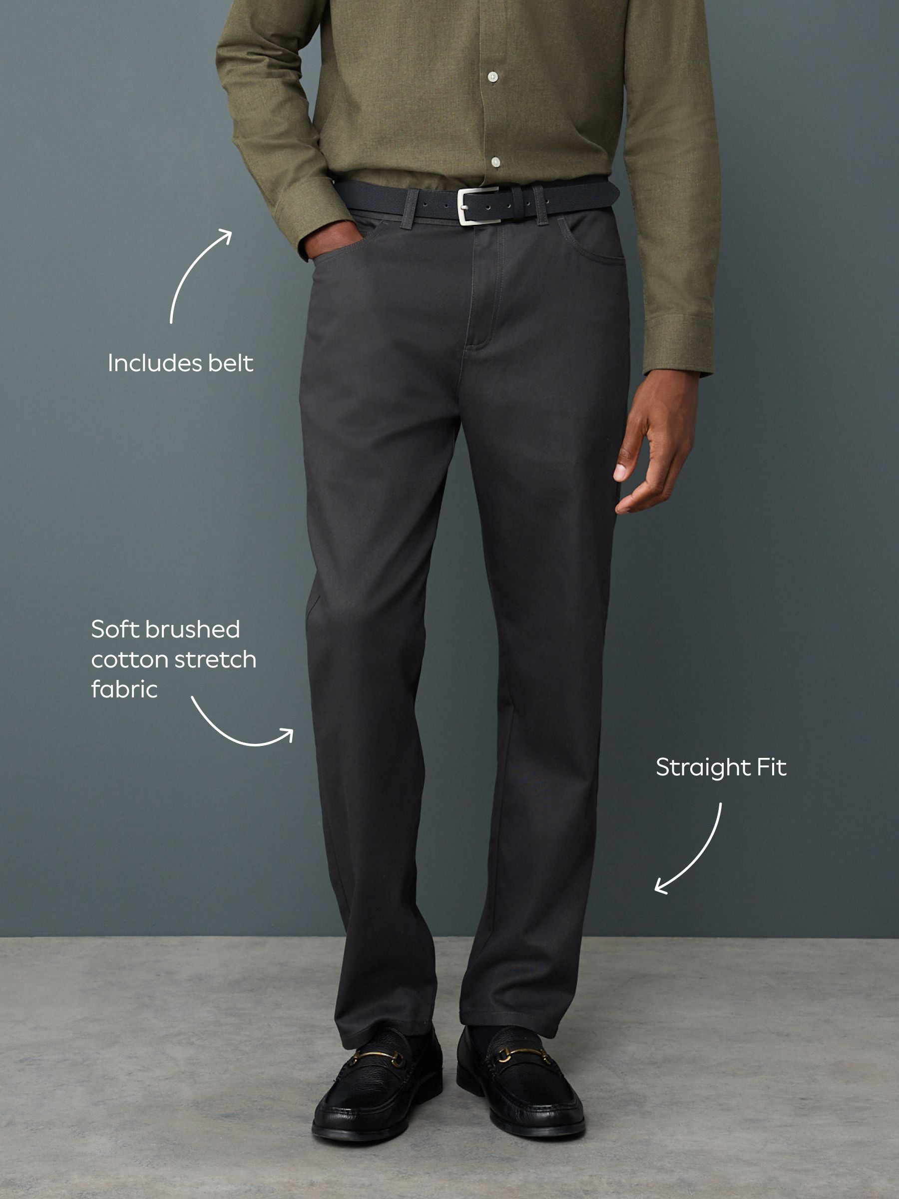 Buy Black Straight Fit Smart Brushed Cotton TENCEL™ Lyocell Blend