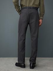 Black Straight Fit Smart Brushed Cotton TENCEL™ Lyocell Blend Chinos With Belt - Image 4 of 5