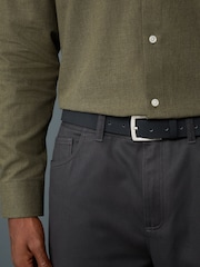 Black Straight Fit Smart Brushed Cotton TENCEL™ Lyocell Blend Chinos With Belt - Image 6 of 10