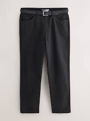 Black Straight Fit Smart Brushed Cotton TENCEL™ Lyocell Blend Chinos With Belt - Image 7 of 10