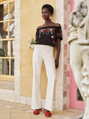 Love & Roses Black Printed Bardot Top - Image 1 of 4