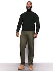 Green Straight Fit Smart Brushed Cotton TENCEL™ Lyocell Blend Chinos With Belt - Image 2 of 10