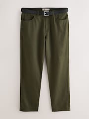 Green Straight Fit Smart Brushed Cotton TENCEL™ Lyocell Blend Chinos With Belt - Image 6 of 10