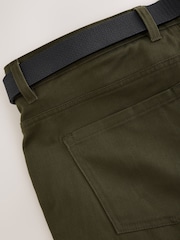 Green Straight Fit Smart Brushed Cotton TENCEL™ Lyocell Blend Chinos With Belt - Image 8 of 10