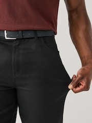 Black Muscle Fit Smart Brushed Cotton TENCEL™ Lyocell Blend Chinos With Belt - Image 4 of 5