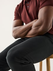 Black Muscle Fit Smart Brushed Cotton TENCEL™ Lyocell Blend Chinos With Belt - Image 5 of 5