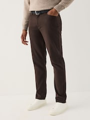 Brown Muscle Fit Smart Brushed Cotton TENCEL™ Lyocell Blend Chinos With Belt - Image 1 of 6