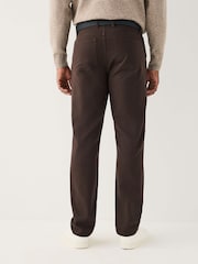 Brown Muscle Fit Smart Brushed Cotton TENCEL™ Lyocell Blend Chinos With Belt - Image 4 of 6