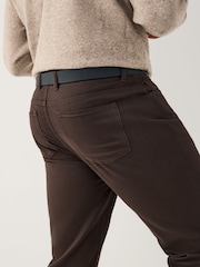 Brown Muscle Fit Smart Brushed Cotton TENCEL™ Lyocell Blend Chinos With Belt - Image 5 of 6