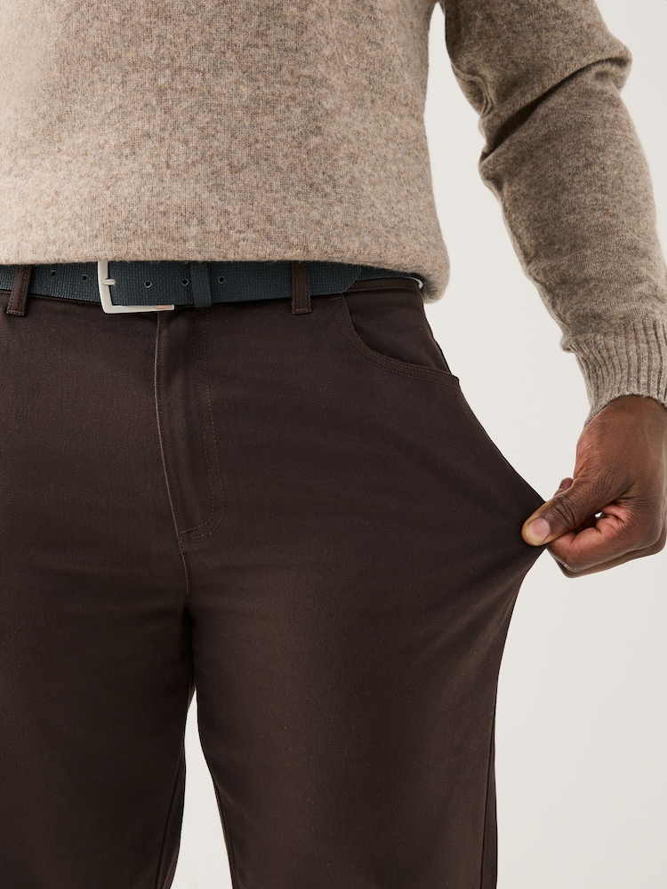 Brown Muscle Fit Smart Brushed Cotton TENCEL™ Lyocell Blend Chinos With Belt - Image 6 of 6 Brown Muscle Fit Smart Brushed Cotton TENCEL™ Lyocell Blend Chinos With Belt - Image 6 of 6
