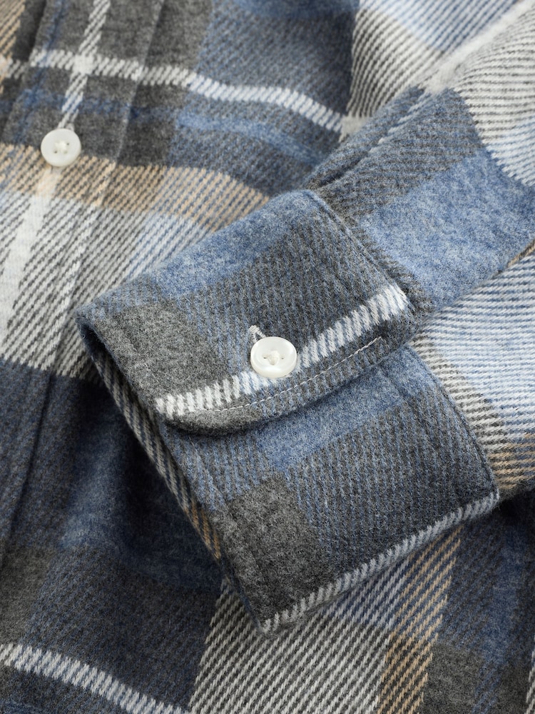 Blue Soft Touch Long Sleeve Check Jersey Shirt - Image 8 of 8 Blue Soft Touch Long Sleeve Check Jersey Shirt - Image 8 of 8