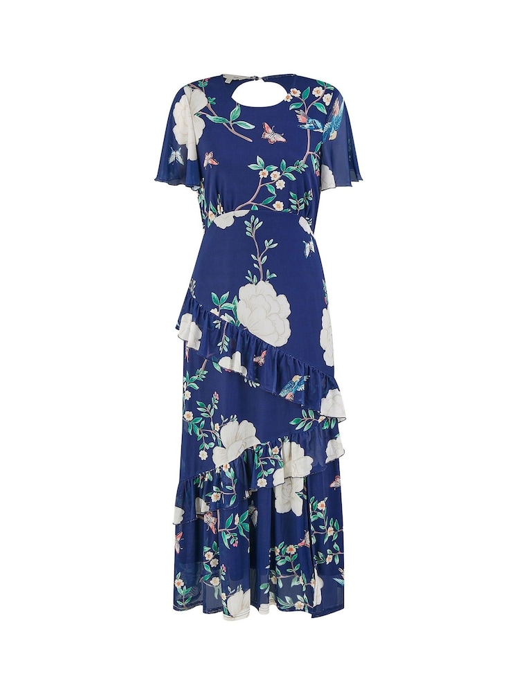 Blau - Yumi – Midikleid aus Netzstoff mit Vogel- und Blumenprint und Rüschen - Bild 5 von 5 Blau - Yumi – Midikleid aus Netzstoff mit Vogel- und Blumenprint und Rüschen - Bild 5 von 5