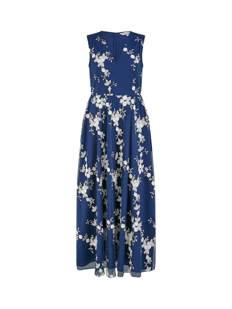 Yumi Blue Mesh Embroidered Maxi Dress - Image 5 of 5