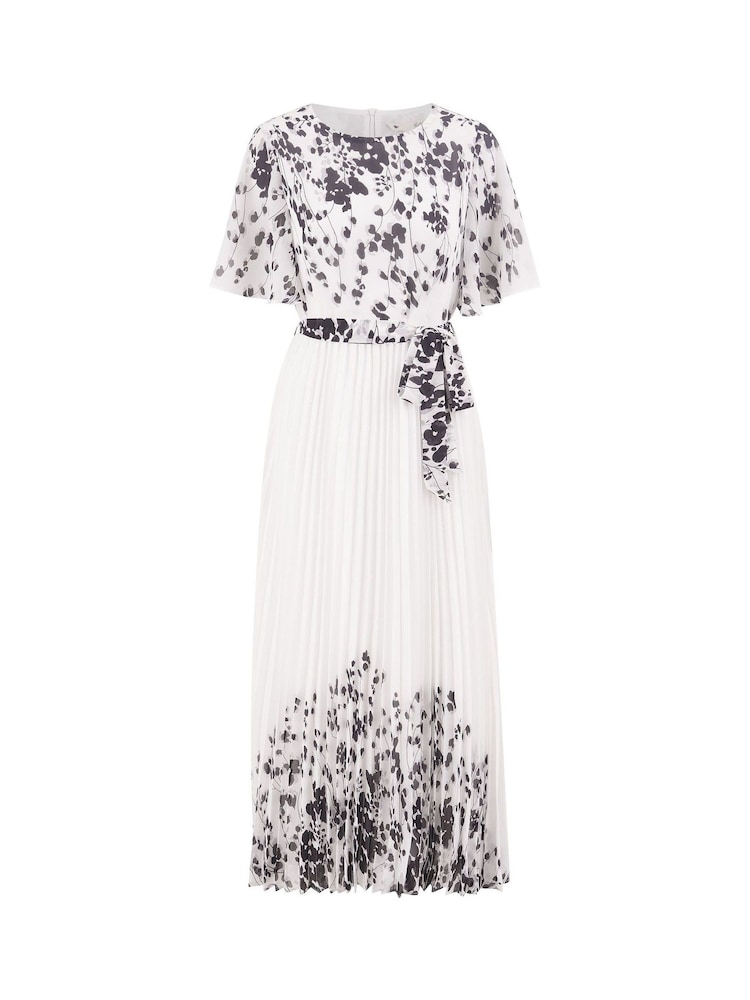 Weiß - Yumi Mirror Floral Design Pleated Midi Dress - Bild 5 von 5 Weiß - Yumi Mirror Floral Design Pleated Midi Dress - Bild 5 von 5