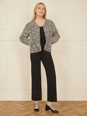 Yumi Black Leopard Print Boxy Jacket - Image 2 of 5