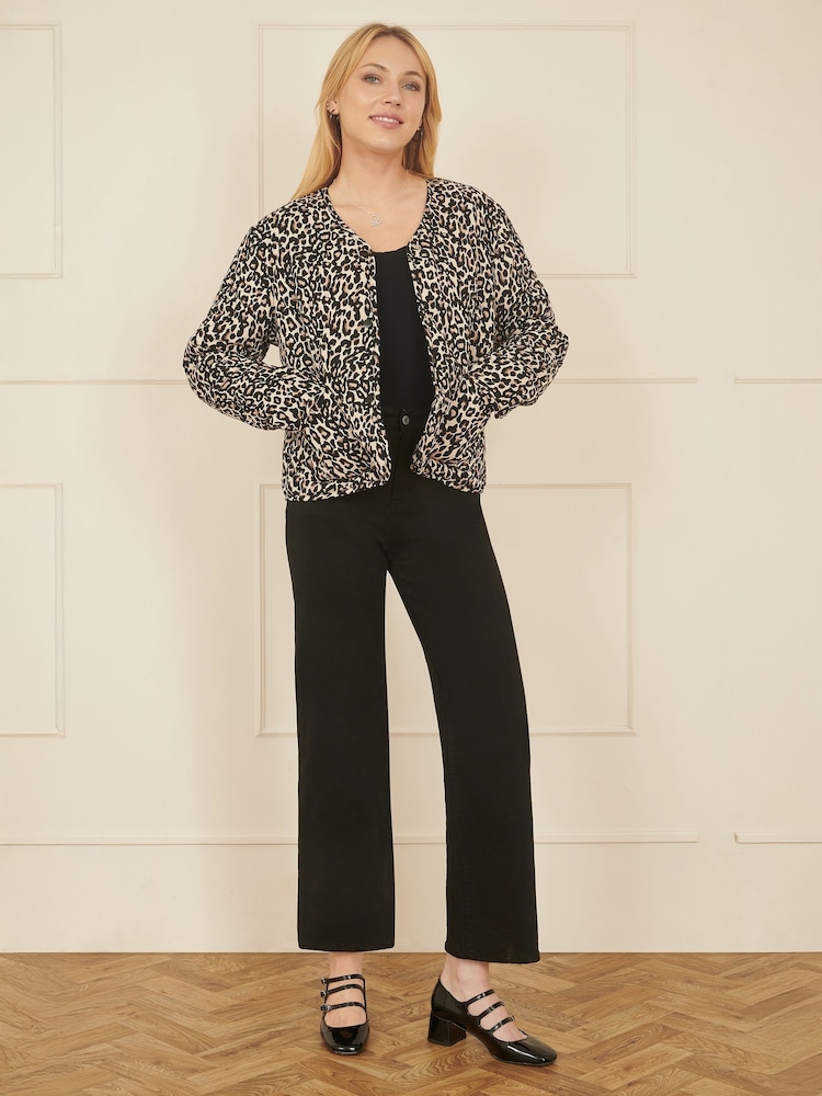 Yumi Black Leopard Print Boxy Jacket - Image 2 of 5