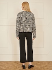 Yumi Black Leopard Print Boxy Jacket - Image 4 of 5