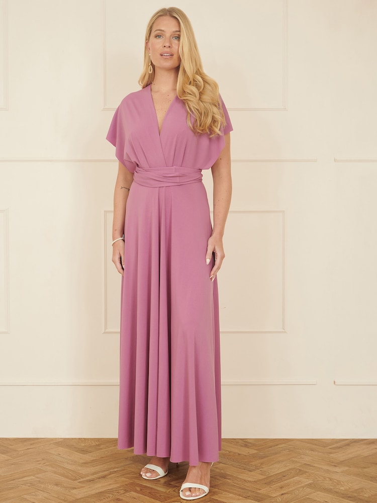 Yumi Pink Jersey Stretch Multiway Midi Dress - Image 1 of 5