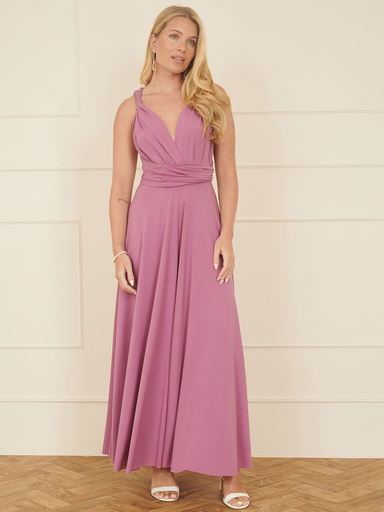 Yumi Pink Jersey Stretch Multiway Midi Dress - Image 2 of 5