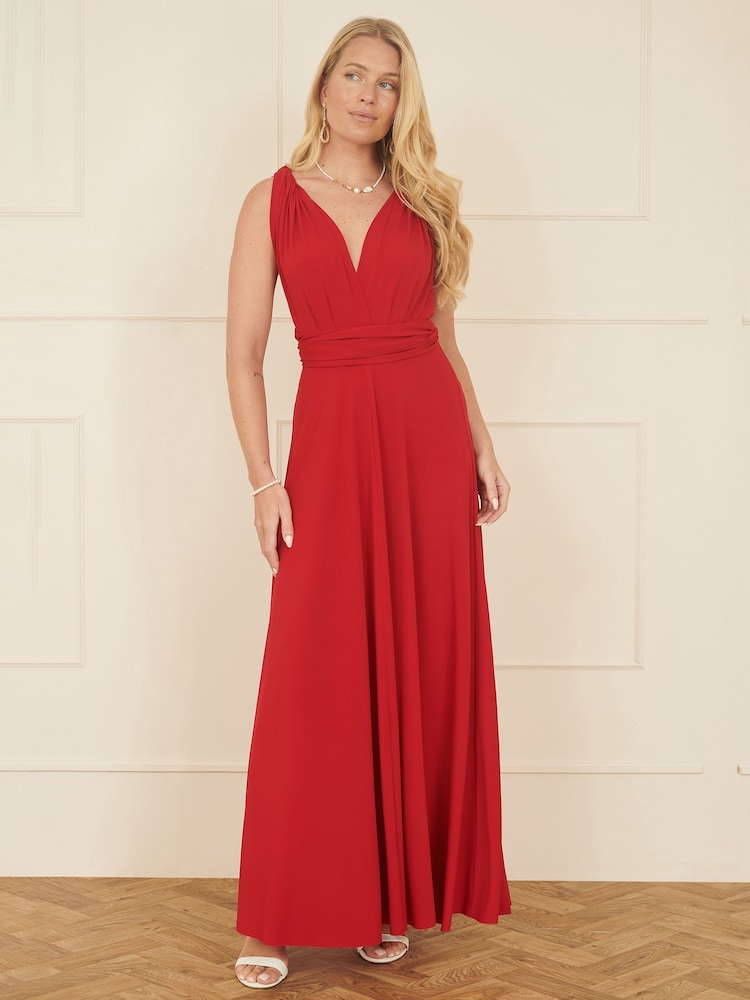 Yumi Red Jersey Stretch Multiway Midi Dress - Image 2 of 5 Yumi Red Jersey Stretch Multiway Midi Dress - Image 2 of 5