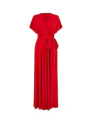 Yumi Red Jersey Stretch Multiway Midi Dress - Image 5 of 5