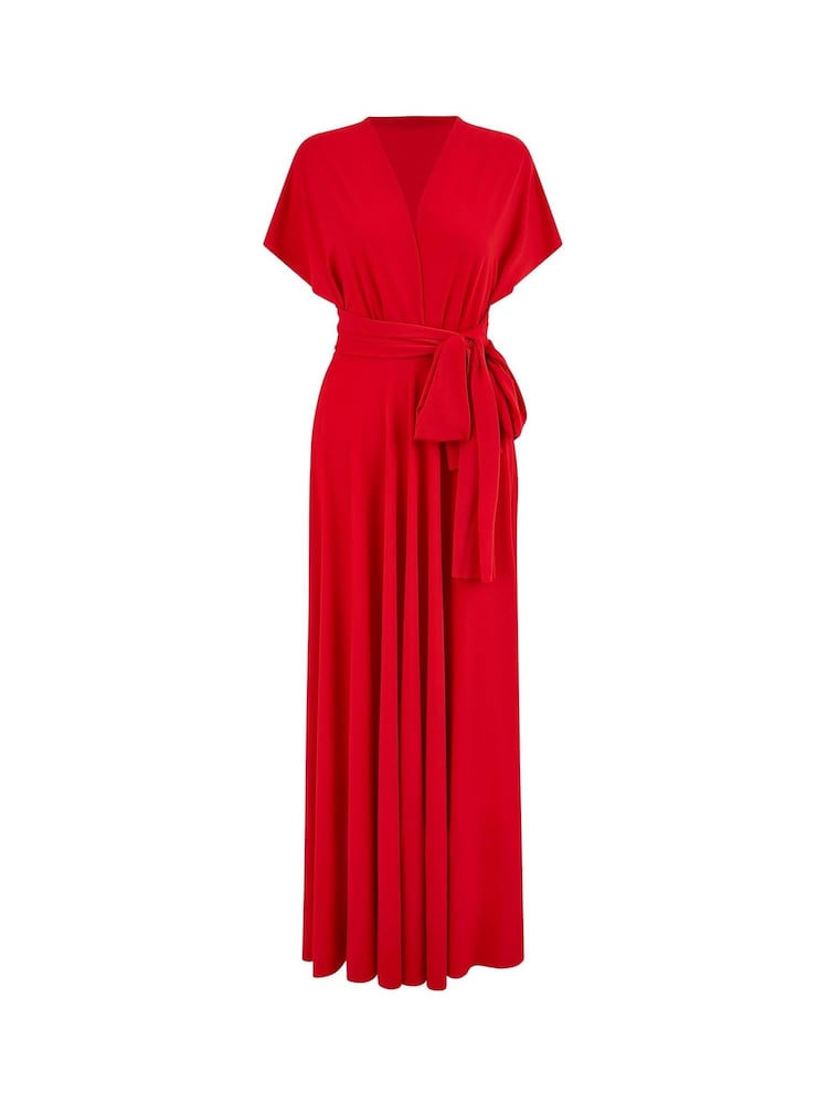 Yumi Red Jersey Stretch Multiway Midi Dress - Image 5 of 5