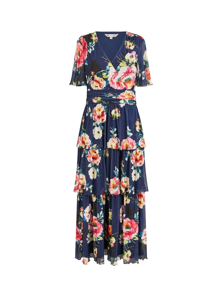 Azul - Vestido largo y escalonado de malla floral de Yumi - Imagen 5 de 5 Azul - Vestido largo y escalonado de malla floral de Yumi - Imagen 5 de 5