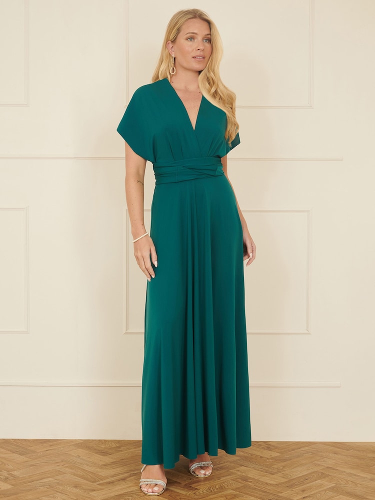 knee length dresses for ladies Yumi Green Jersey Stretch Multiway Midi Dress – The Oxygen Lifestyle