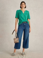 Зеленый - White Stuff Ellie Broderie Top - Image 1 of 6