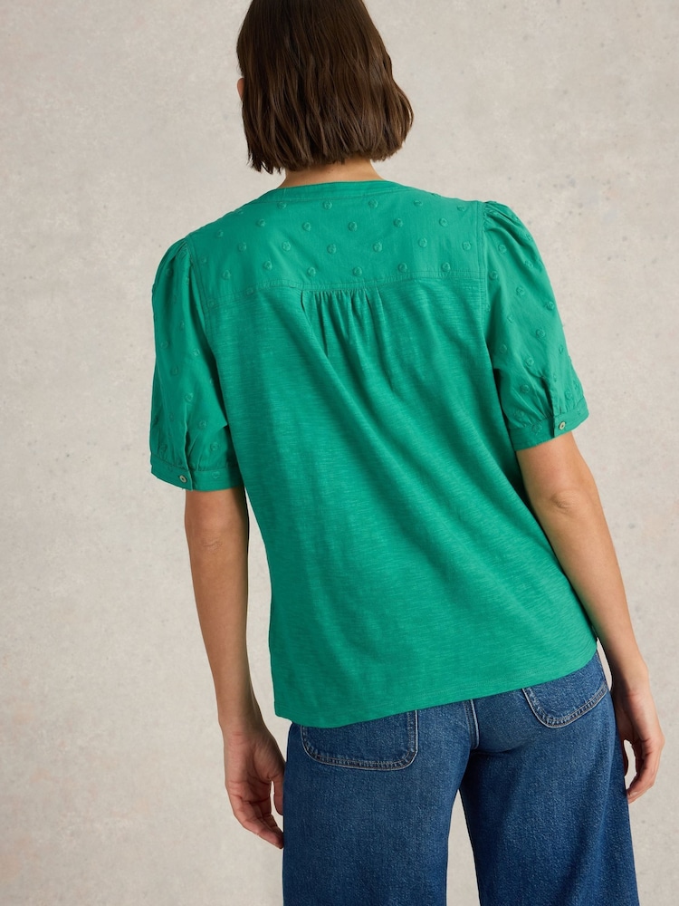 White Stuff Green Ellie Broderie Top - Image 3 of 6