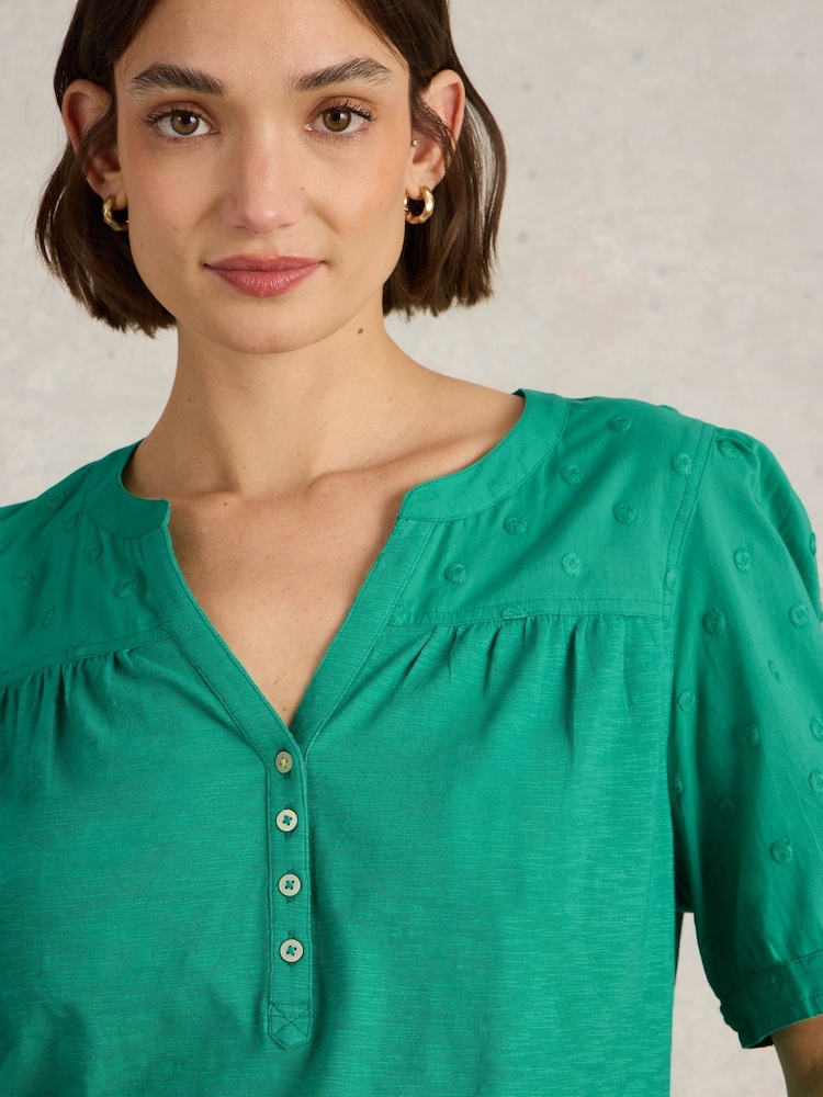 White Stuff Green Ellie Broderie Top - Image 4 of 6