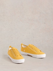 White Stuff Yellow Pippa Canvas Lace Up Trainers - Image 2 of 4