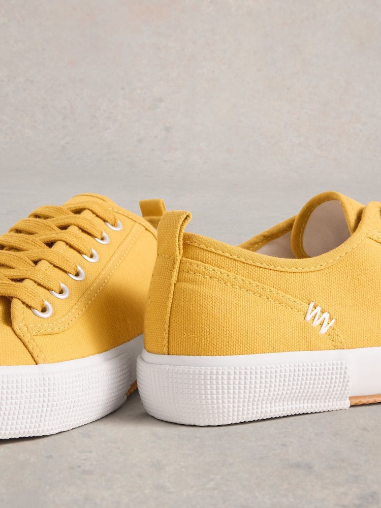 White Stuff Yellow Pippa Canvas Lace Up Trainers - Image 4 of 4