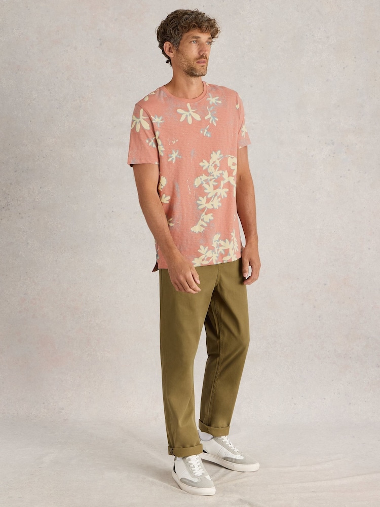 White Stuff Pink Floral Printed Short Sleeve 100% Cotton T-Shirt - Image 1 of 6