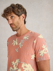 White Stuff Pink Floral Printed Short Sleeve 100% Cotton T-Shirt - Image 4 of 6