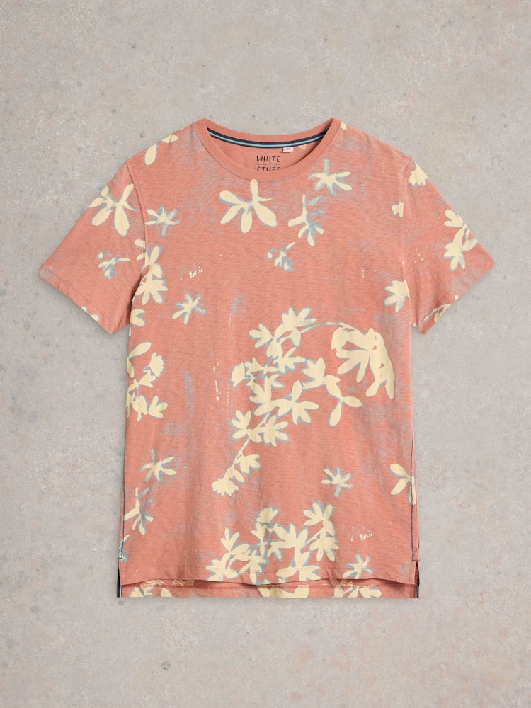 White Stuff Pink Floral Printed Short Sleeve 100% Cotton T-Shirt - Image 5 of 6