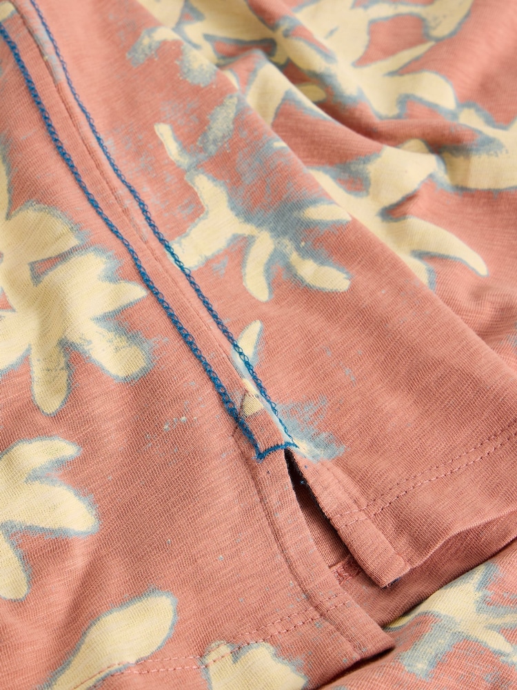 White Stuff Pink Floral Printed Short Sleeve 100% Cotton T-Shirt - Image 6 of 6