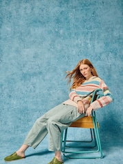 White Stuff Green Anabel Soft Barrel Cargo 100% Cotton Trousers - Image 1 of 7