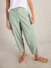 White Stuff Green Anabel Soft Barrel Cargo 100% Cotton Trousers - Image 2 of 7